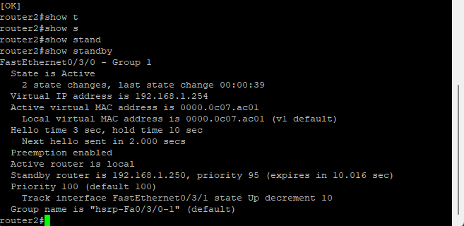 Show standby router2