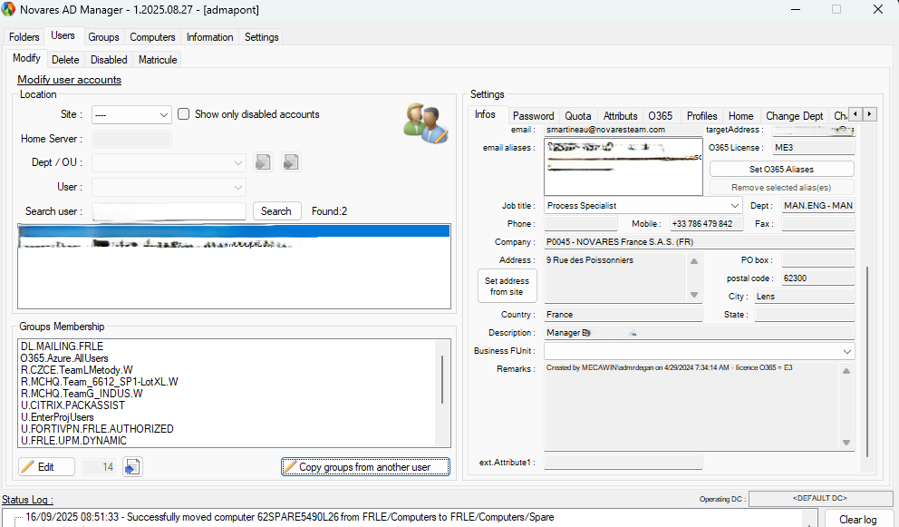 Recherche utilisateur AD