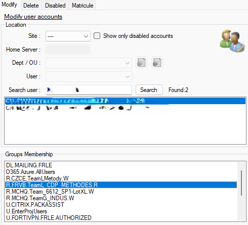 Vérification déplacement OU