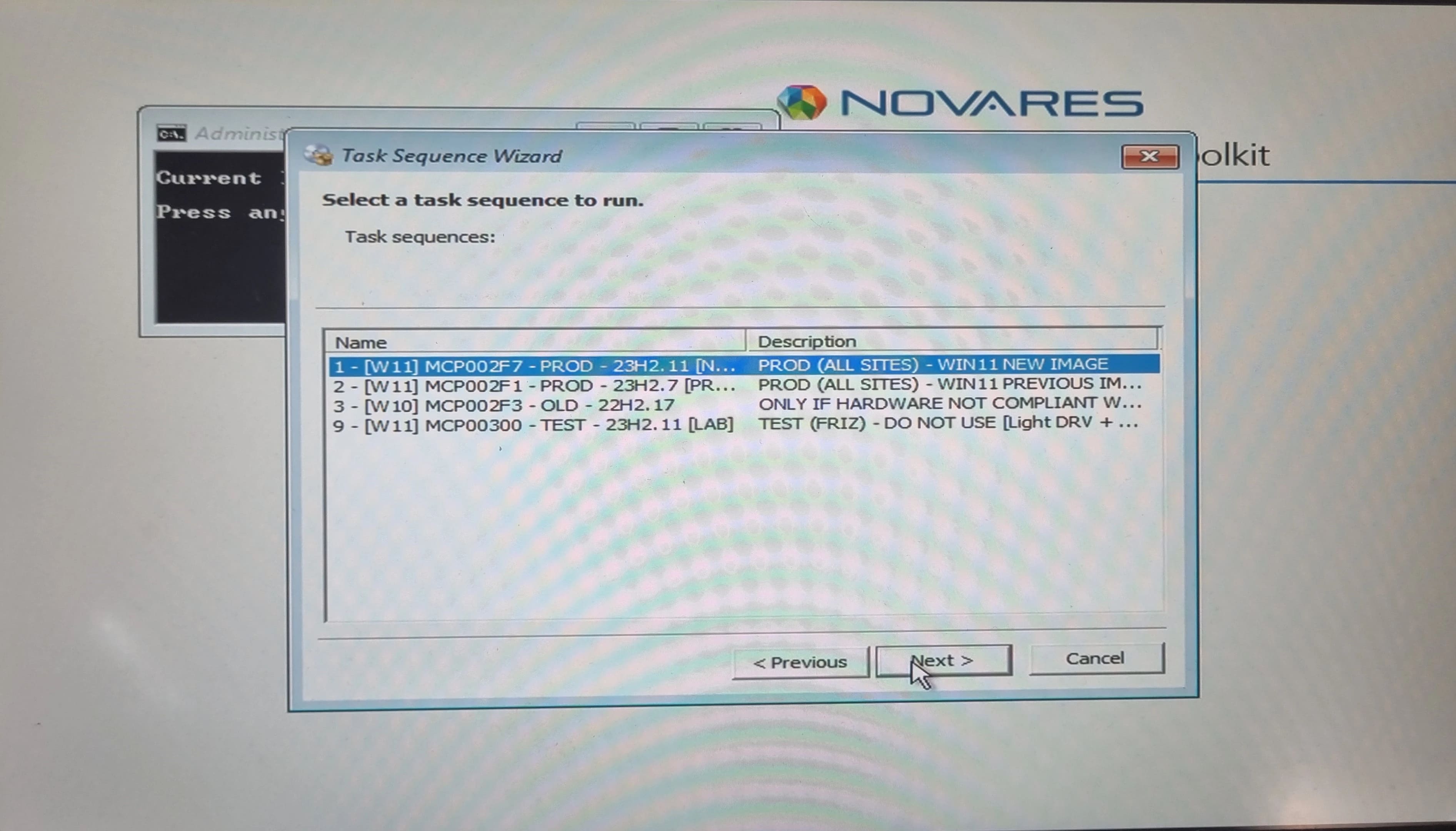 Sélection image SCCM