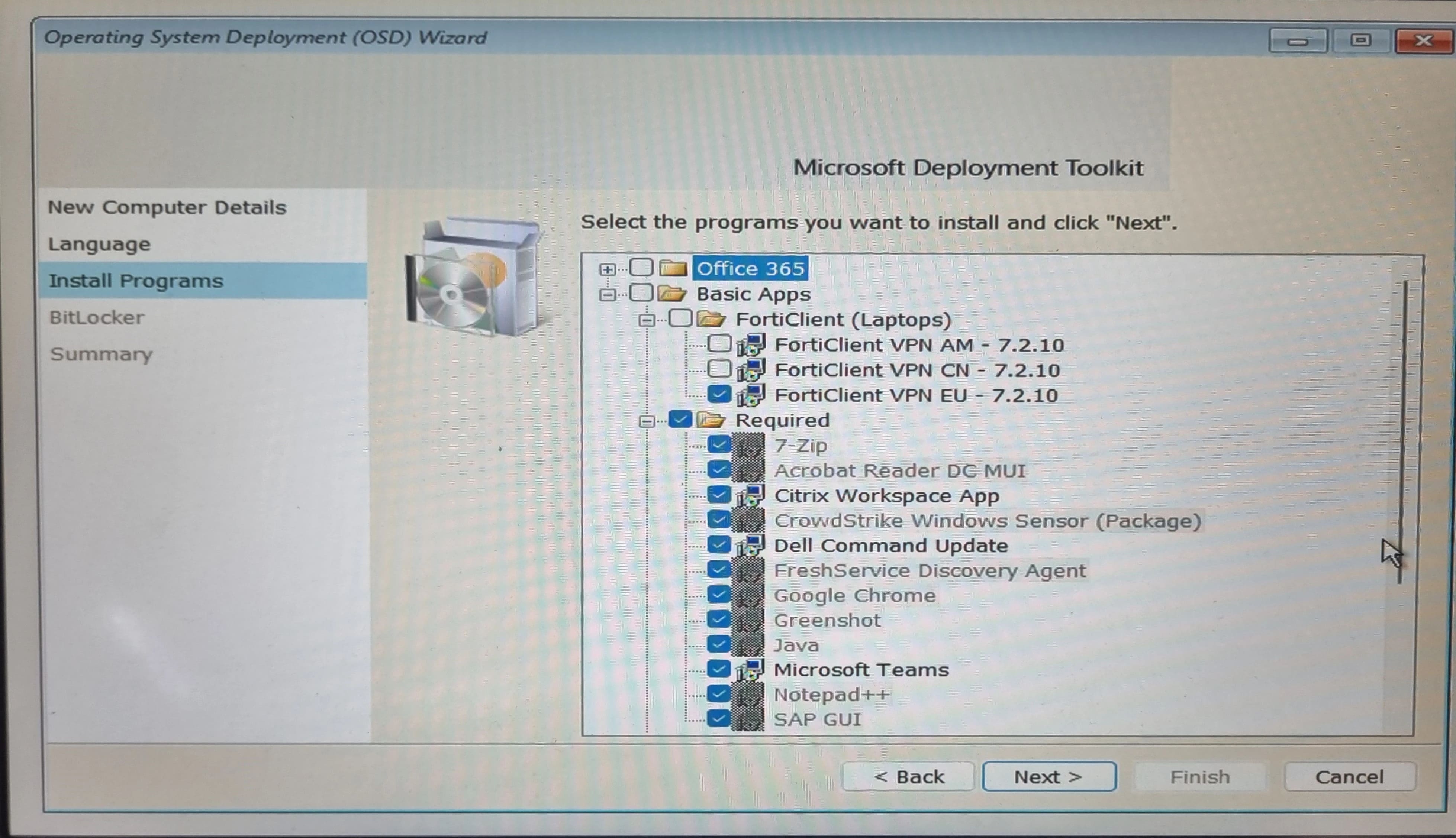 Configuration applications SCCM